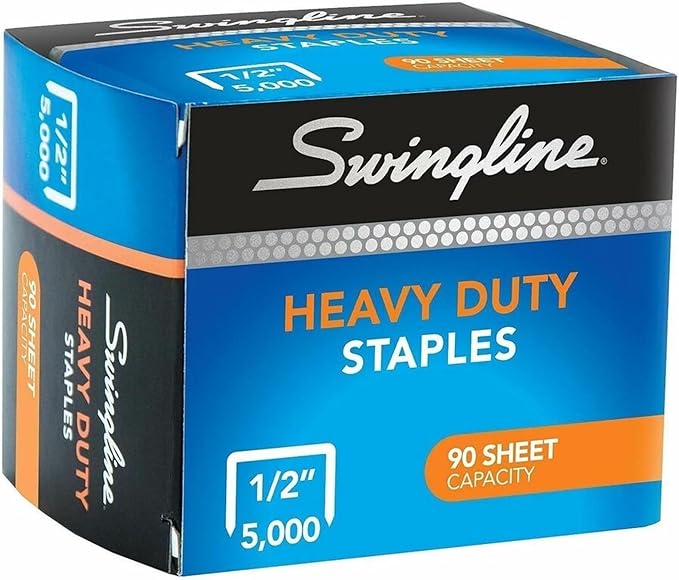 Swingline Staples, Heavy Duty for Desktop Staplers, 1/2" Length, 100/Strip, 5000/Box (79392)