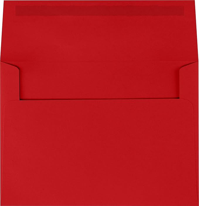 LUXPaper A7 Invitation Envelopes | 5 1/4" x 7 1/4" | Holiday Red | 60lb. Text | 50 Qty