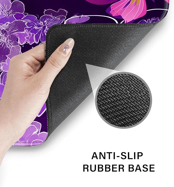 Desk Pad and Keyboard Wrist Rest, Large Mouse Pad + Keyboard Pad+Mouse Wrist Support, Non-Slip Desk Mat Protector for Office, Home 31.5×11.8 Inches Purple Butterfly