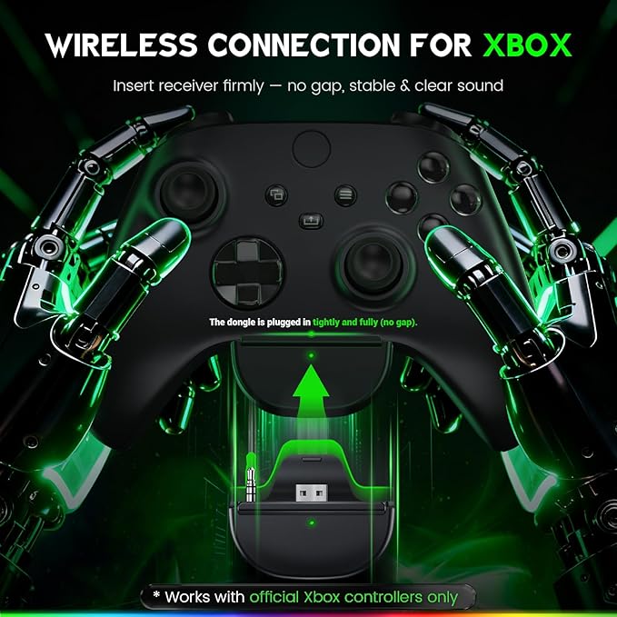 Wireless Gaming Headset for Xbox Series X|S, 2.4GHz Ultra-Low Latency Headset with Noise Cancelling Mic for PC, PS5, PS4, Switch, Mac, 3D Surround Sound, Bluetooth 5.4, 50H Battery