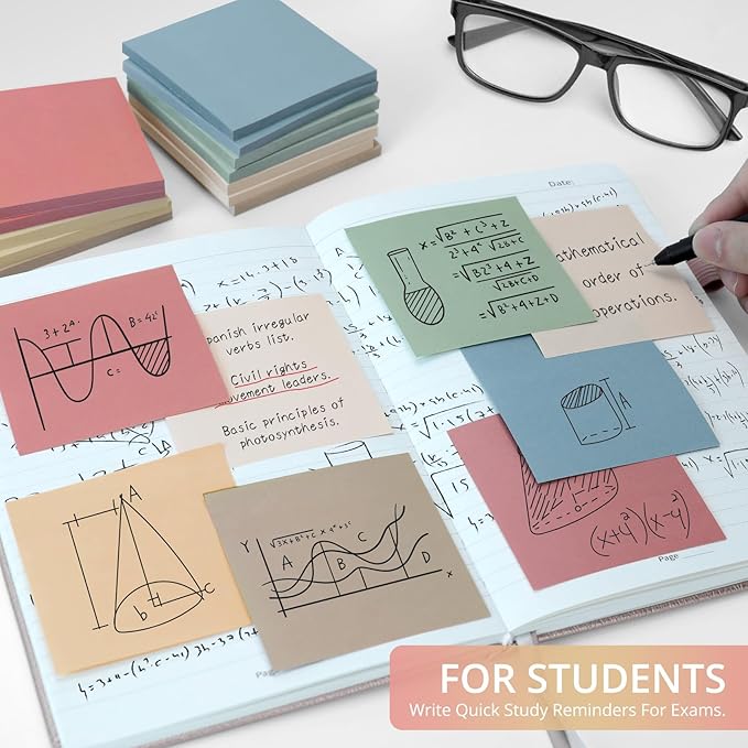 Sticky Notes, 144 Pads, 3x3 Inches Self-Stick Note Pads, Perfect for Office, Study, and Daily Life Organization - Vintage
