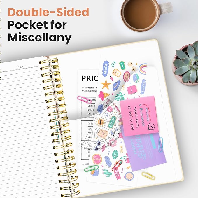Large Spiral Lined Notebooks for Work with Removable Dividers & Tabs, 8.5"x11" Pretty Hardcover 5 Subject Notebook Journal for Women, College Ruled, Perfect for Study & Office Organization, 280 Pages,Mushrooms Grove