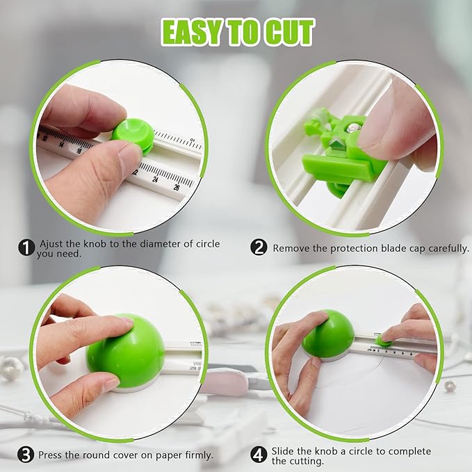Circle Cutter, Circular Paper Cutter Circle Paper Trimmer Rotary Cutter Craft Supplies, Round Cutting Knife Cards Cutters (Green)