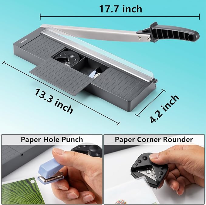 12" Guillotine Paper Cutter,Accurate Paper Trimmer Cutting with Safety Guard & Blade Lock, 8 Sheet Capacity, Portable Heavy Duty Paper Cutter for Cardstock,Label,Vinyl & Photos
