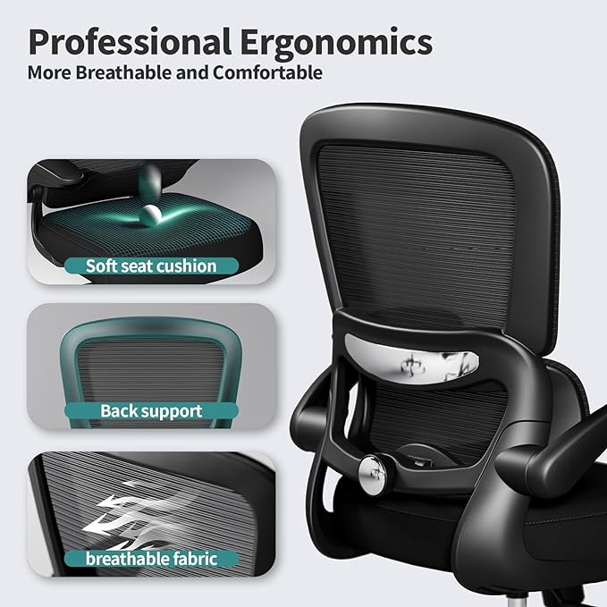 TRALT Office Chair - Ergonomic Desk Chair with Adjustable Lumbar Support, Mesh Computer Chair, Executive Chairs for Home Office Comfortable Lumbar Support Black Pack of 4