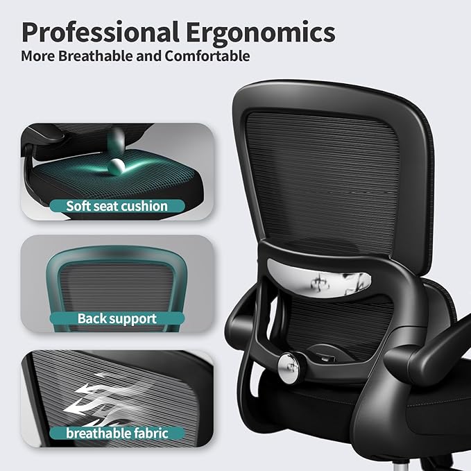 TRALT Office Chair - Ergonomic Desk Chair with Adjustable Lumbar Support, Mesh Computer Chair, Executive Chairs for Home Office Comfortable Lumbar Support Black Pack of 6