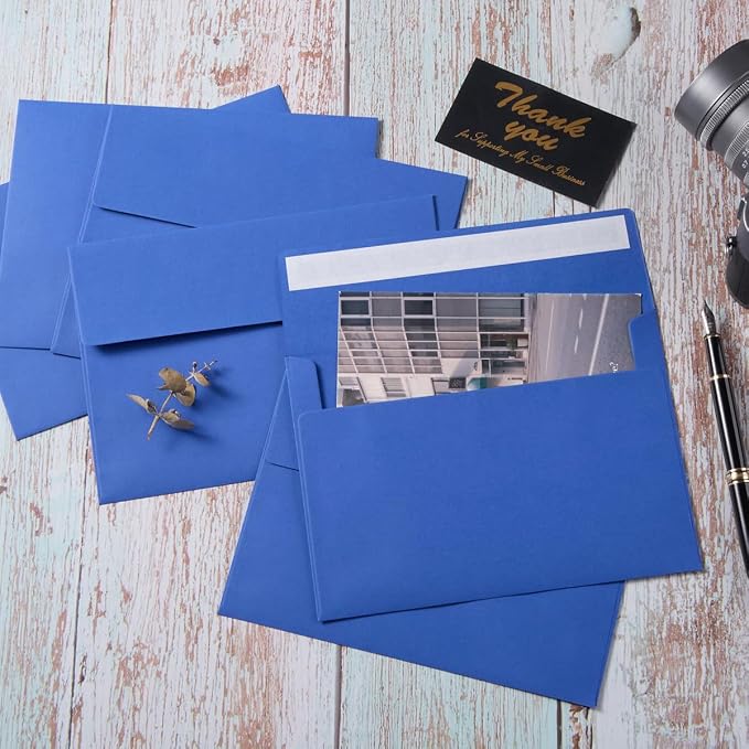100 Pack A7 Envelopes Self-Adhesive, 5.24 x 7.21 Inches, Blue | 5x7 Envelopes For Invitations, 5x7 Greeting Cards