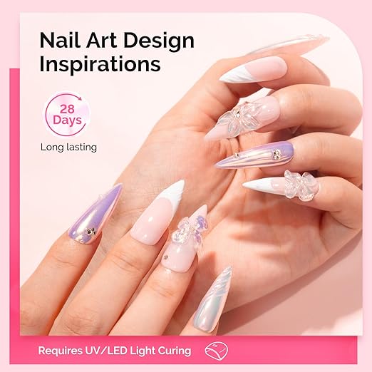 MelodySusie 3D Nail Gel for Sculpting, Clear Nail Art Glue for Drawing, Charms, Rhinestones Chrome Powder No Wipe UV/LED Light Cured Sculpting Gel for 3D Nail Art Designs Salon DIY Use 2PCS