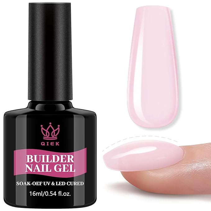 Baby Pink Gel Polish Builder, 8-in-One Builder Pastel Pink Nail Polish Strengthener Apex Enhancement Extension Hard Building Gel LED Lamp Cured Rubber Base Coat for DIY Salon Manicure Gifts 2025