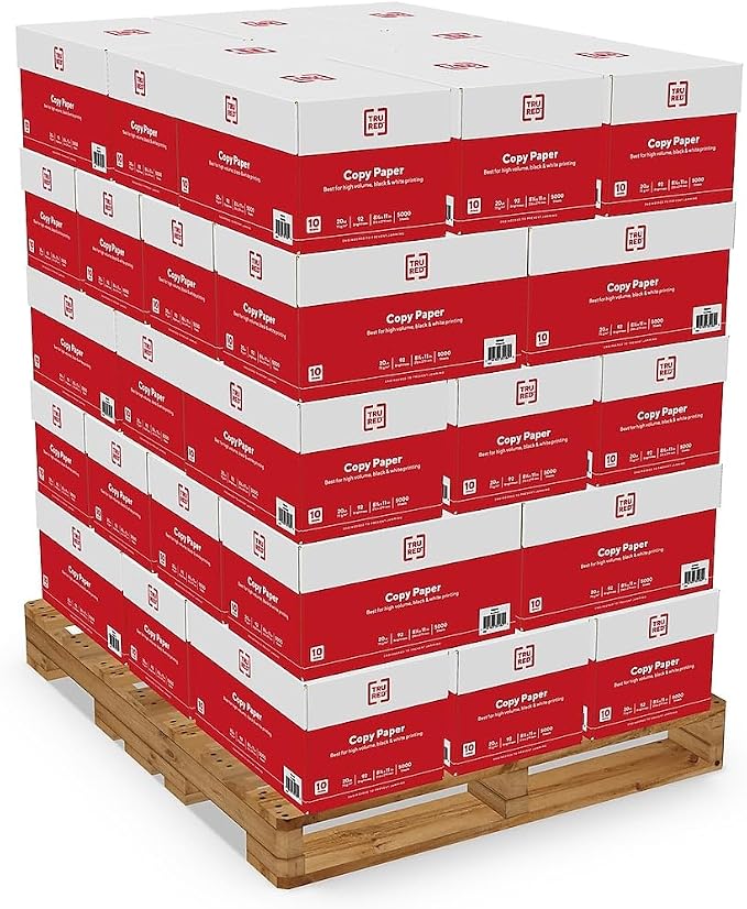 TRU RED Copy Paper, 8.5x11, 20 lb, 92 Bright, 400 Rm/Pallet