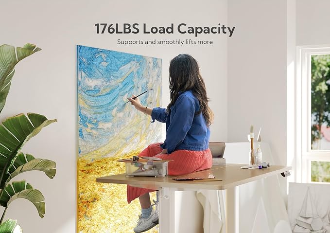 Claiks Electric Height Adjustable Standing Desk, 55x24 Inch, Nature | Smooth Height Adjustment, 3 Memory Presets, Cable Management Hub&Hook, Stable Steel Frame, 176lbs Capacity, Easy Assembly