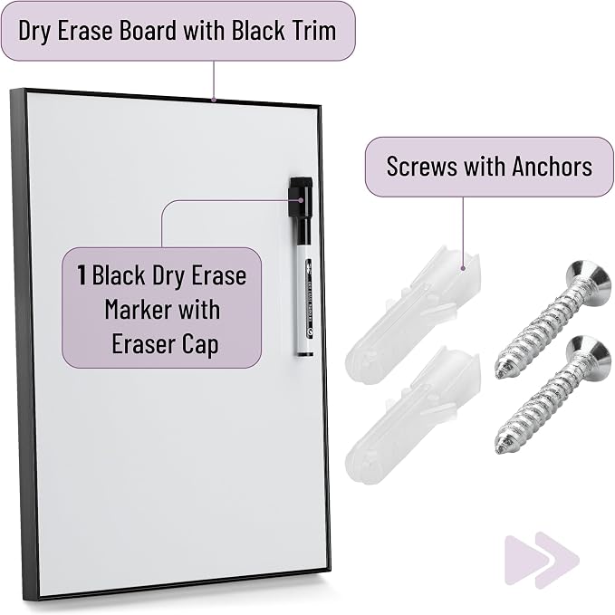 Mr. Pen- Small Dry Erase Board, 11x14 Inches | Whiteboard with Black Dry Erase Marker, Aluminum Frame, Magnetic Small White Board for Students, Home, Office and Classroom