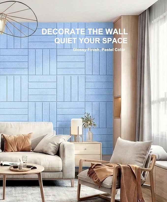 0.47" Thick Felt Wall Tiles 48"x36" Cork Board Alternative 12 Pack 11.81"x11.81"Felt Bulletin Board Pin Board with Removable Adhesive Tape&60 Pushpins for Home Office School (Bold-Light Blue)