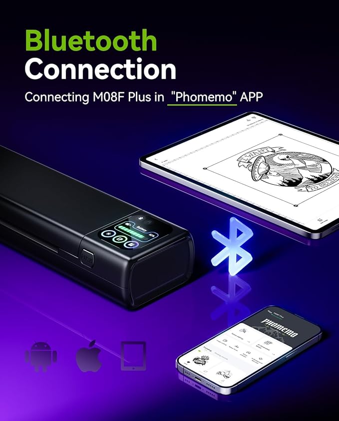Phomemo M08F Plus Tattoo Stencil Printer with Touchscreen, Bluetooth Tattoo Printer Machine with 10pcs Premium Transfer Paper, Compatible with Phone/Tablet/PC, Tattoo Supplies for Tattoo Artists