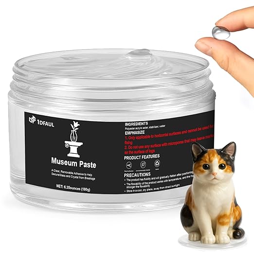 6.35 oz Exhibits Fixing Gel for Museum, Removable Clear Museum Paste Putty Wax, Reusable & No Residue, Fixed Collection Artifacts and Decorations to Prevent Vibration, Falling