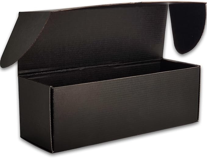 12x4x4 Shipping Boxes Black Mailer Corrugated Cardboard Box Set of 25 | for Packaging, Literature, Packing, Mailing, Storage, Small Business, Moving, Gift, Supplies, Quick Fold, Tab Locking