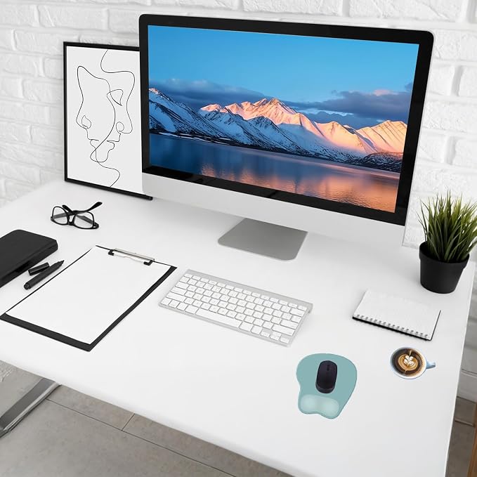 Ergonomic Mouse Pad,Non Slip Mousepad Wrist Rest Support for Office, Computer, Laptop & Mac(A-Grey Blue)
