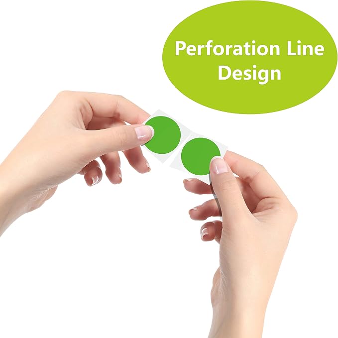 1500 PCS Green Round Color Coding Circle Dots Inventory Stickers Labels with Perforation Line in Roll (Each Measures 1" in Diameter)