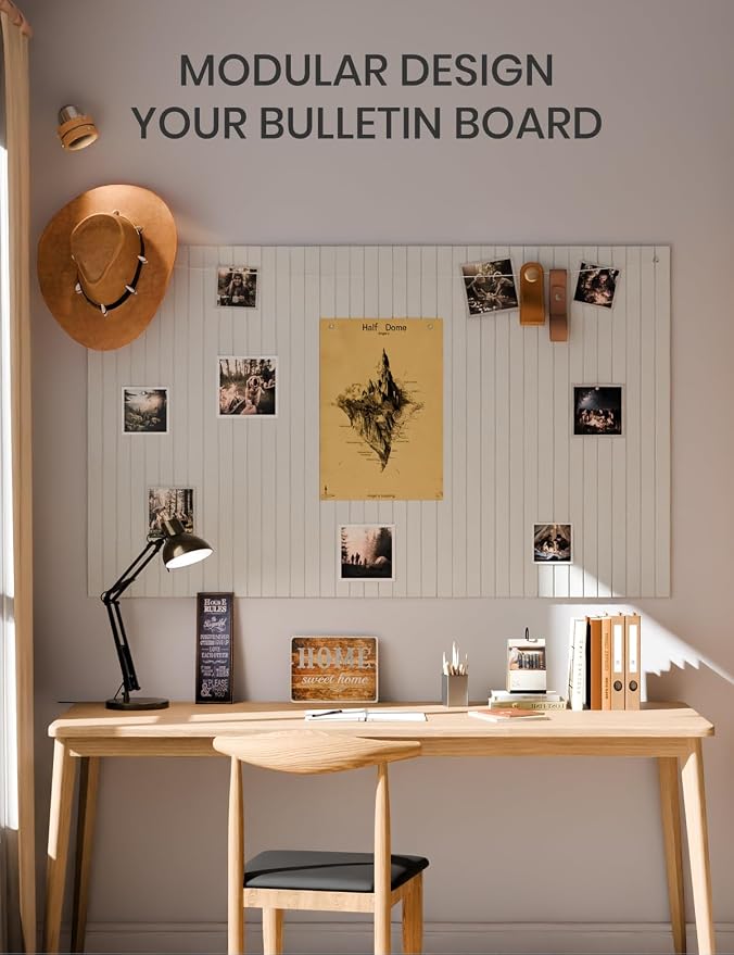 Fluxynara 36" x 24" Large Felt Bulletin Board, Cold White | 6 Pack Cork Board Alternative with 30 Safe Adhesive Tabs, Pin Boards for Wall Decor, Home, Office, Classroom,Dorm