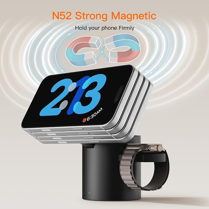 Foldable Magnetic 3 in 1 Wireless Charger Stand for iPhone Watch AirPods | A Must-have for Portable Travel,15W Magnetic Charging Station for iPhone 17 16 15 14 13 12 Series Wireless Charging Station