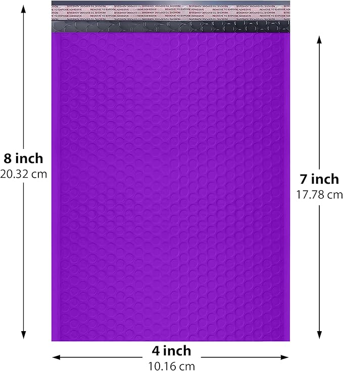 Purple Small Bubble Mailers 4x8 Inch #000 | Thick Padded Poly Mailer Envelopes | Mailing Trading card sports Card Bubble Envelopes | Water & Tear Resistant | 1000 Pack Bulk