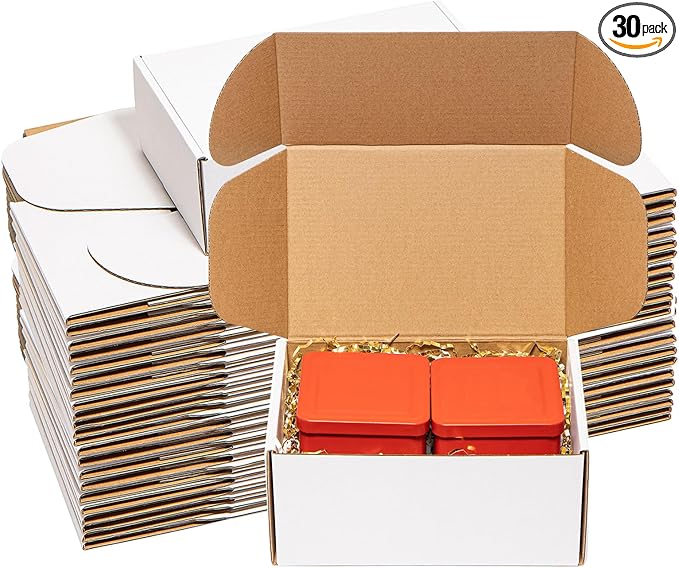 Shipping Boxes 9x6x4 inches 30 Pack White Corrugated Cardboard Mailing Box for Small Business - Literature Mailer Mail Packaging Supplies