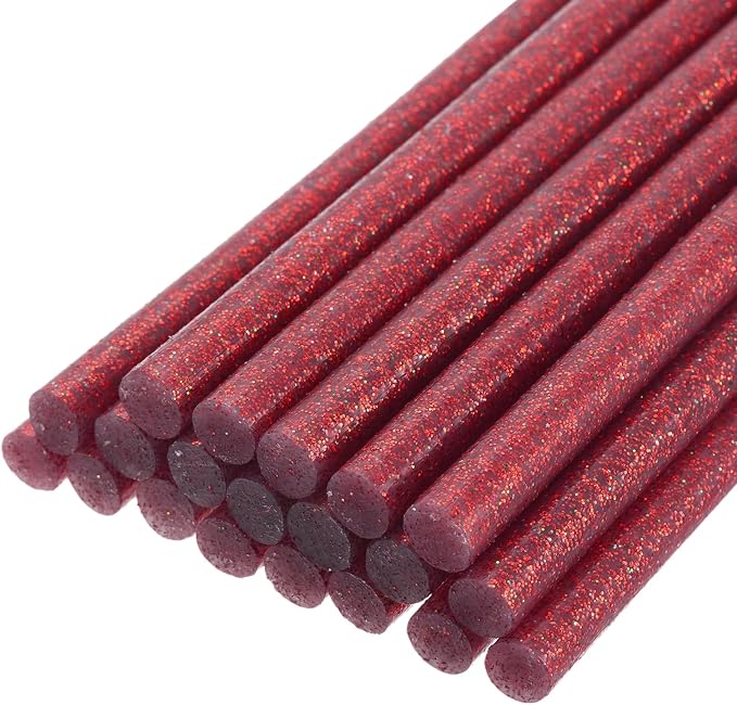 uxcell 20pcs Hot Glue Sticks for Glue Gun 11mm/0.43-inch x 6-inch Mini Hot Melt Adhesive Glue Stick Glitter Red