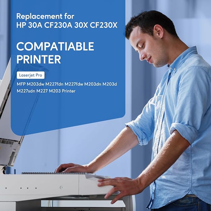 WEAREC 30A CF230A Toner Cartridge Replacement for HP 30A CF230A 30X CF230X Compatible for LaserJet Pro MFP M227fdn M227fdw M227sdn M203d M203dn M203dw Printer(Black,2-Pack)