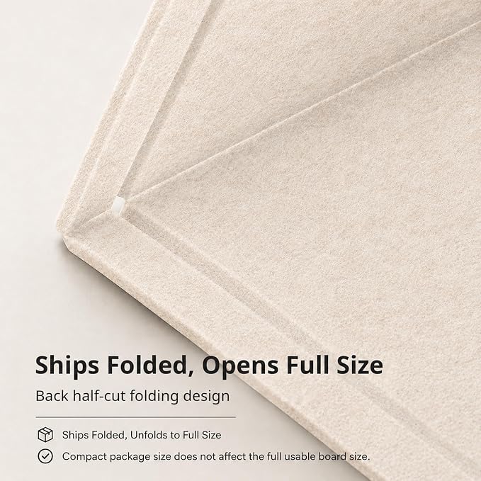 Felt Bulletin Board for Wall 48" x 36" Unfolded Size, Large Frameless Felt Pin Board, Soft Cork Board Alternative for Office, Home Planning, Notes, Photos & Wall Decor, Foldable Shipping, Easy Install