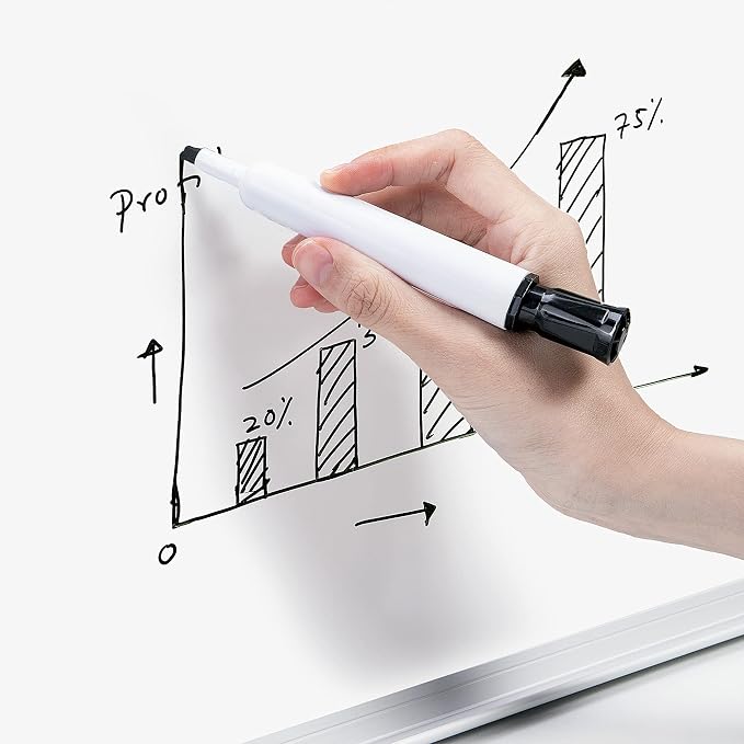 Amazon Basics Large Magnetic Dry Erase Whiteboard, 48" x 72", Aluminum Frame, Silver/White, with Pen Tray for School, Classroom, Office & Home