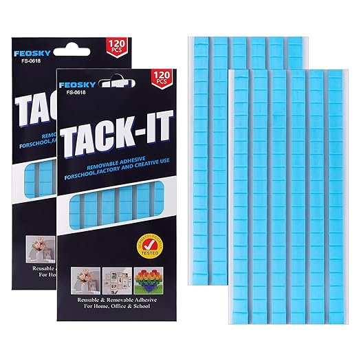 Feosky Adhesive Poster Sticky Tack Putty, Reusable and Removable Adhesive Putty, Mounting Putty for displaying Wall Paintings, Picture, Decoration, Crafts (Blue, Pack of 2)