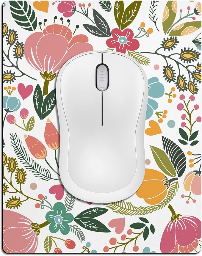Small Mouse Pad Cute, Mini Mouse Pads for Wireless Mouse and Laptop, Travel Mousepads with Designs - Abstract Floral, Portable Mousepad with Non-Slip Rubber Base - 5.5 x 7 Inch