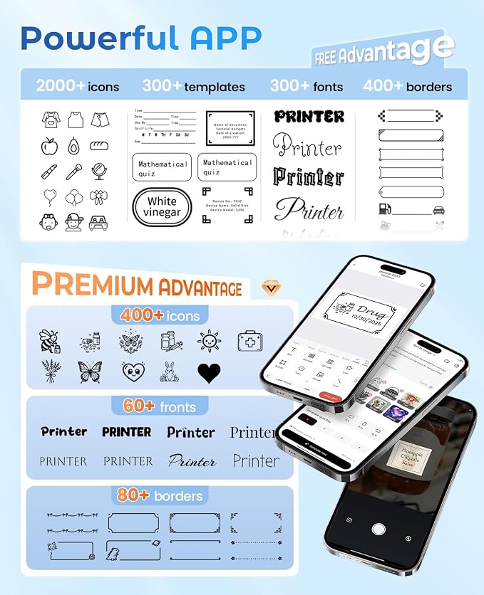 Label Maker Machine, A421 Bluetooth Label Portable Thermal Printer for Small Business & Home, Inkless Printer for Barcode, Address, Office, Compatible with iOS & Android, with 3 Label | for Small Business & Home, Inkless Printer for Barcode, Address, O...