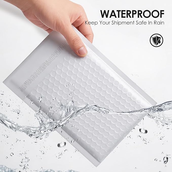 packbabol Bubble Mailers 8.5x12" 50 Pack Grey and White Padded Envelopes Mailers Waterproof Usable Size 8.5x11 Self-Seal Padded Mailing Envelopes Bubble Opaque Padded Mailer for Small Businesses，#2