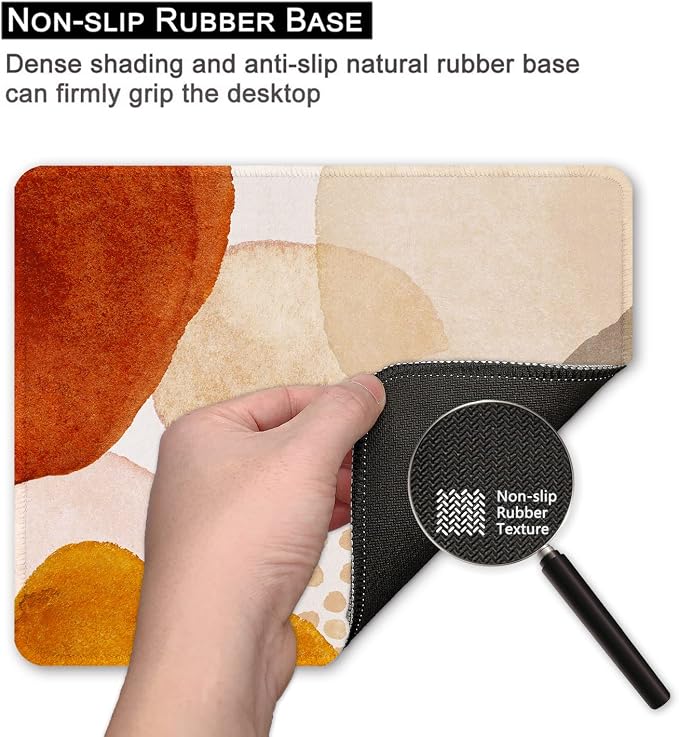 BOSOBO Mouse Pad, Square Anti-Slip Rubber Gaming Mousepad, Premium-Textured & Waterproof Mouse Mat with Stitched Edges, Cute Office Mouse Pads for Women Men Laptop, 10" x 8", Abstract Art Stones