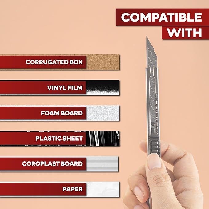 XFasten Snap Off Utility Knife Retractable 3-Pack 9mm Retractable Box Cutter Craft Knife with 30pcs 30 Degree Snap Off Blades Stainless Steel Craft Knives for Vinyl, Cardboard, Window Tint Cutter