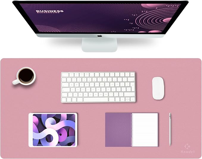 K KNODEL Large Office Desk Mat, Leather Mouse Pad (31.5"x15.7", Purple) | Desk Pad, Keyboard Pad, Computer and Laptop Mat, Desktop Protector and Cover, Writing Pad and Blotter for Home Office