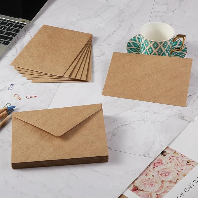 50 Pack A7 Colorful 5x7 Envelopes V Flap Invitation Envelopes for 5x7 Cards, Birthday, Weddings, Graduations, Greeting Cards, Baby Shower 5.24 x 7.24 Inches (Brown)