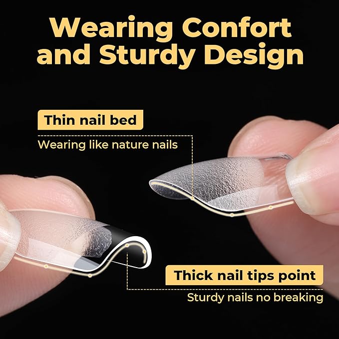 UNA GELLA Nail Tips Square, Pre-etched Matte Extra Short Square Press on Nails 240pcs Soft Gel Nail Tips Clear Acrylic Fake Nails for DIY Salon 12 Sizes At Home