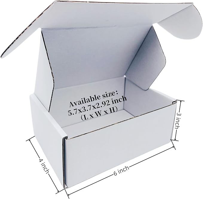 Small White Box 6 x 4 x 3 Inch 50 Pack Recyclable Corrugated Gift Mailers Storage Business Packaging Shipping Boxes