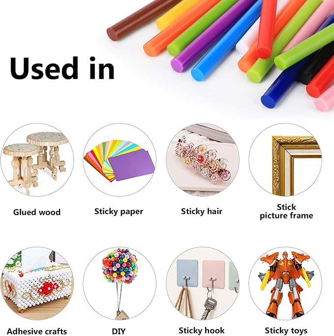 72 Pack 0.43 x 4 in Colored Hot Glue Sticks Full Size, 12 Colors Hot Melt Glue Sticks for DIY Art Craft, Sealing, General Repairs and Gluing Projects