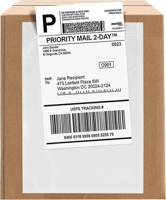 1000 Count 7" x 10" Shipping Label Envelopes, Clear Packing List Pouches with Self-Adhesive Back, Top Loading for Shipping Labels Sleeves, for Packing Slips, Labels Invoices & Paperwork. GPI