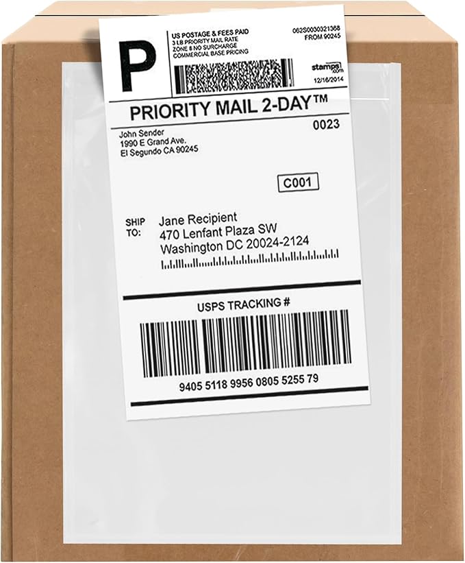 2000 Count 7" x 10" Shipping Label Envelopes, Clear Packing List Pouches with Self-Adhesive Back, Top Loading for Shipping Labels Sleeves, for Packing Slips, Labels Invoices & Paperwork. GPI