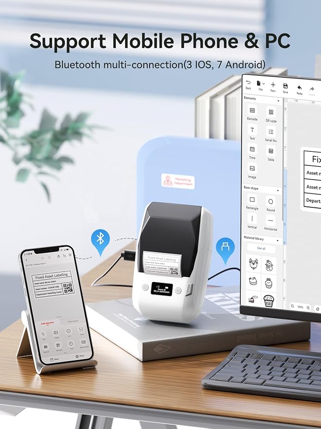 NIIMBOT M2 Label Maker with Tape, 2" Thermal Transfer Label Printer, White | Support Color Ribbon Printing 300DPI Bluetooth Sticker Printer for Office Small Business Lab Cable Use, Work with Phones & PC