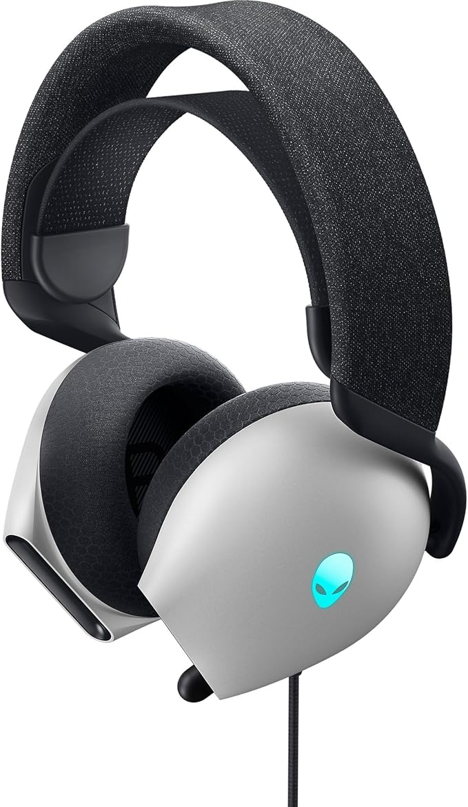 Alienware AW520H Wired Gaming Headset - Dolby Atmos, Unidirectional, AlienFX 16.8 Million RGB Colors, Microphone Mute, Volume On-headset Controls, 40mm Hi-Res Certified - Lunar Light