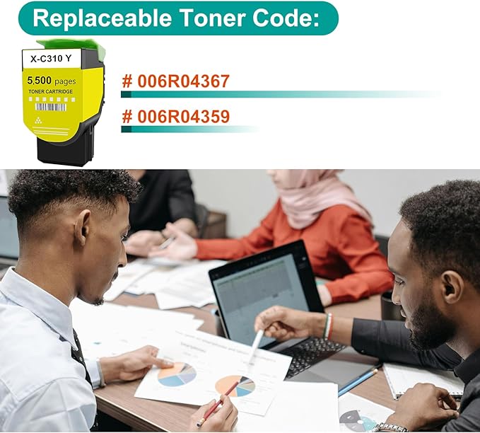 Toner for Xerox C315 C310 Printer,5,500 Pages High Capacity Ink Cartridge Replacement 006R04367 Code Compatible 006R04359 Standard Capacity C310/DNI C315/DNI Color Multifunction Printer(Yellow)