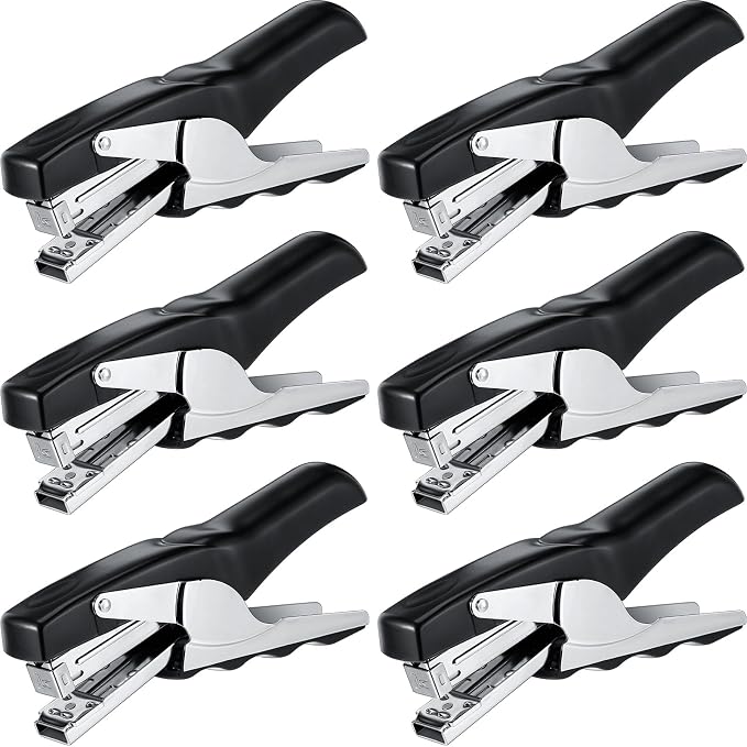 Yexiya 6 Pcs Heavy Duty Plier Stapler Heavy Duty Office Hand Held Staplers Effortless 50 Sheet Capacity Desk Good for Stapling Home Warehouse School, Black