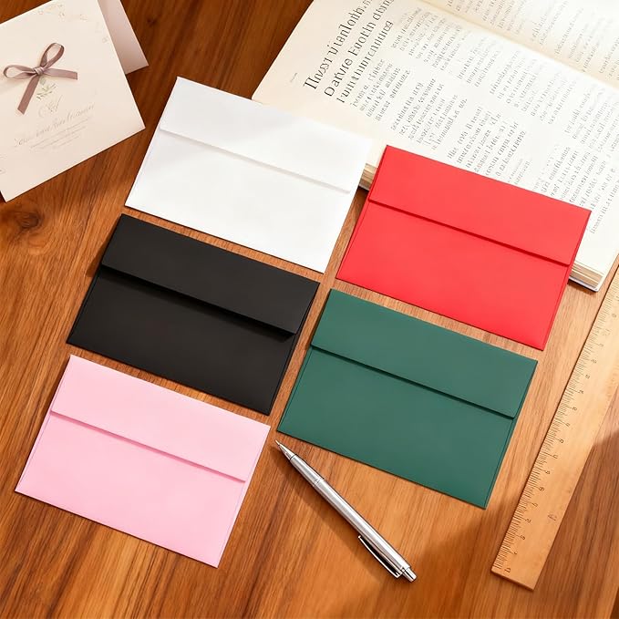 100 Packs Green 5x7 Envelopes, A7 Envelopes for Invitations | Self seal, Ideal for weddings/graduations/baby showers/ birthdays, 120g thick paper 5.28x7.13.