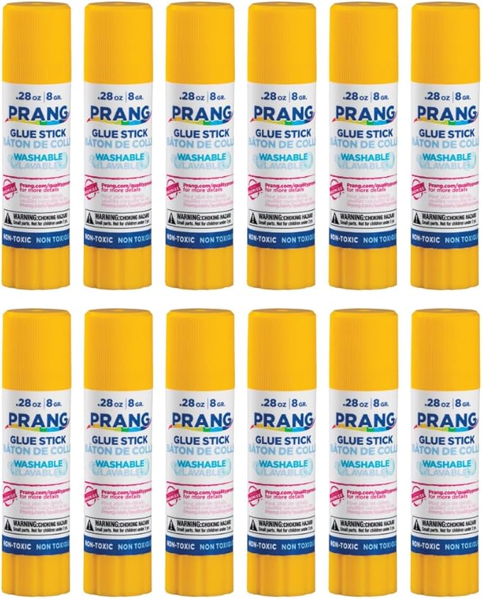 Prang Washable Glue Stick, Clear, 0.28 oz., 12 Count