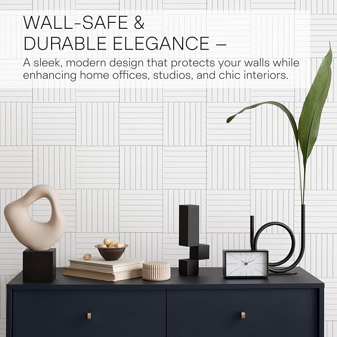 MaxGear Bulletin Board 48" x 36", White Felt Wall Tiles Home Decor | Cork Board For Walls Alternative, 12 Pack 11.8" x 11.8" 3D Wall Panels, Poster Felt Board, Pin Board For Office, Room Decor